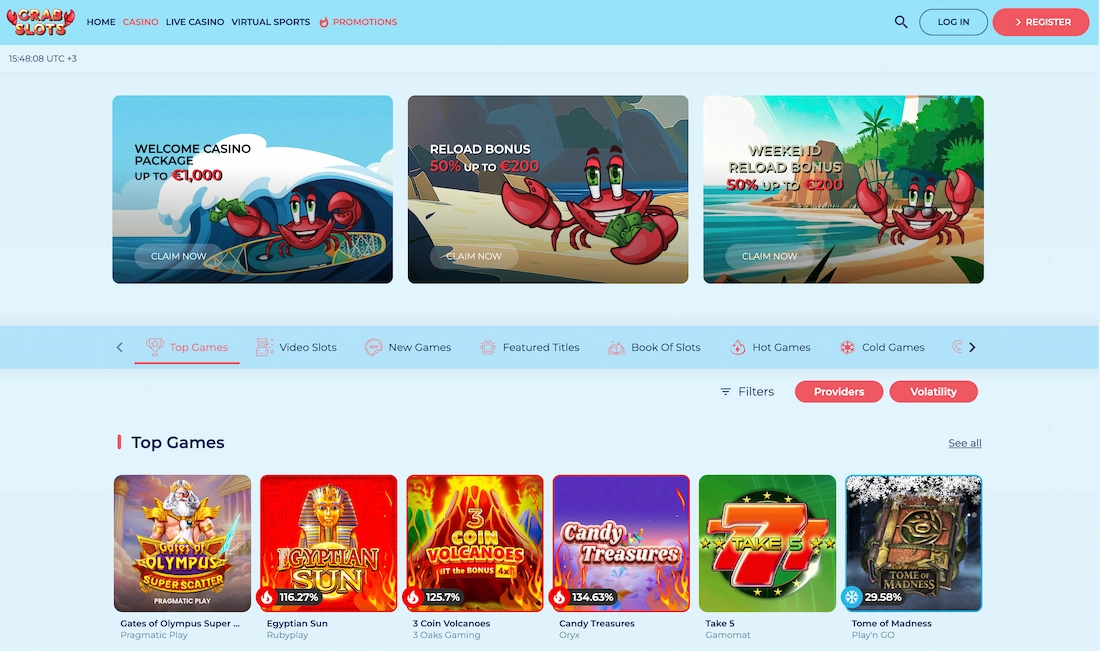 Revisão do Cassino Crab Slots